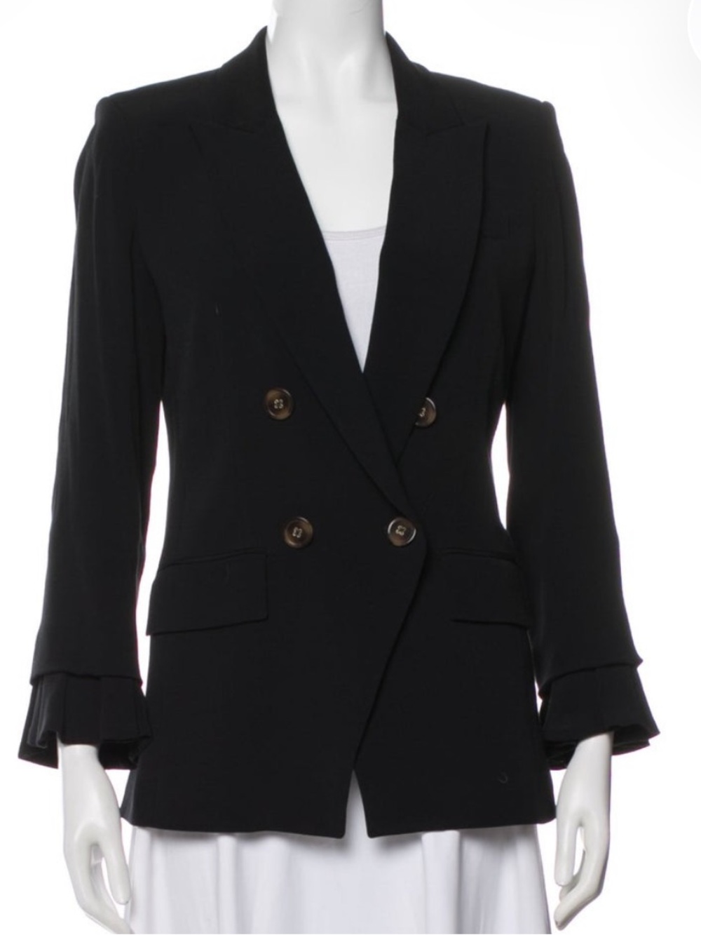 $690 VERONICA BEARD Dinah Double Breasted Ruffle Cuff Blazer Dickey Jacket Sz 4